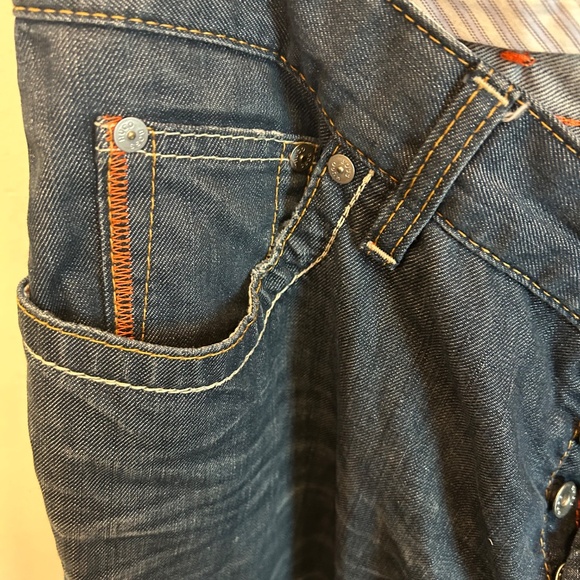 Hugo Boss Blue Straight/Relaxed Fit Jeans Fade Orange Stitch 36x30 - Picture 3 of 5